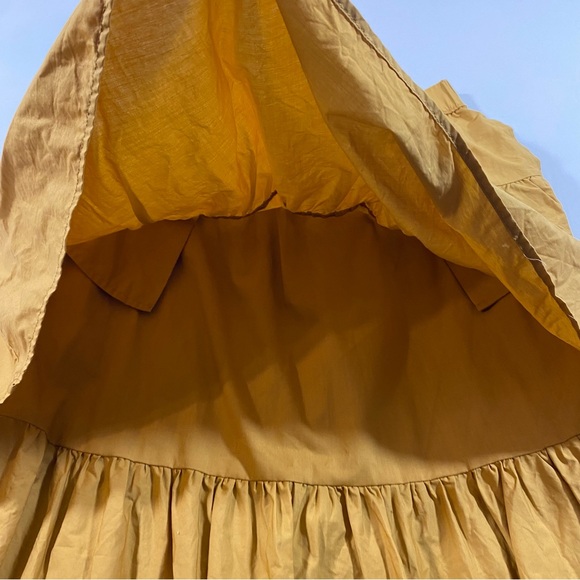 Who what wear Tier Skirt Mustard Women’s Small Midi skirt Elastic waist pockets - Picture 3 of 7